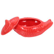 japanese-style ceramic sauce bowl fish-shaped with lid