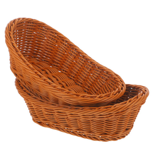 2 pcs plastic imitation rattan woven baskets for kitchen storage