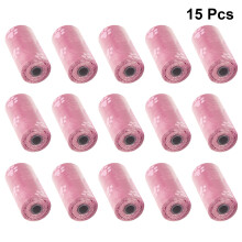 15pcs Pet Claw Printed Poop Bags with Holder (Pink)