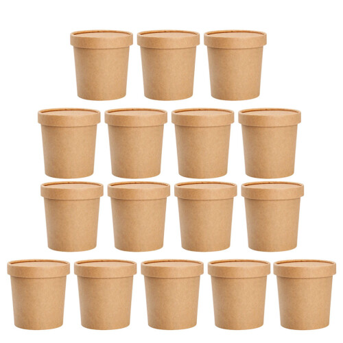 50 sets disposable kraft paper soup cups for storage