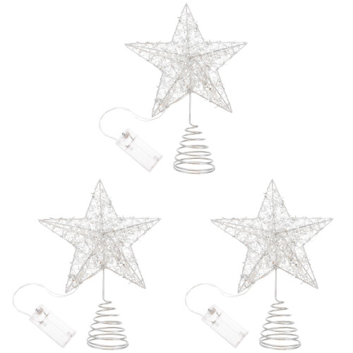 3Pcs Silver Xmas Tree Lamp Star Treetop Light Decor 1