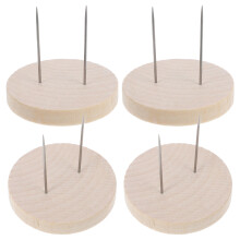 wooden doll stand with crochet holder, double needle, for DIY display