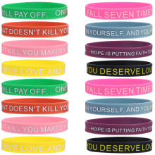 100 pz braccialetti in silicone con motivazionali