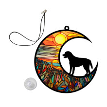 Dog Memorial Plaque Moon Ornament Decorative Window Hanging 12.70x12.00x0.40 cm Colorful Bereavement Gift