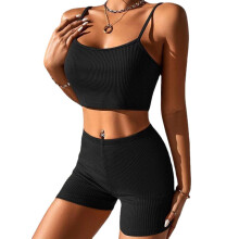 Womens 2 Piece Yoga Shorts And Crop Tops Set Seamless High Waist Athletic Sleeveless Tops Size XS-XL For Gym