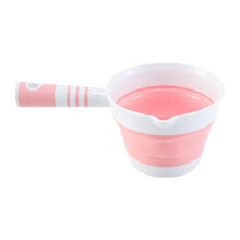 Water Ladle Scoop Foldable Bath Cup Bucket Hangable Dipper Spoon Ladle For Garden Kitchen Shower Bathroom Pink
