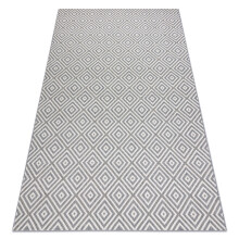 Carpet SISAL FLAT 48607637 Squares diamonds grey / cream 160x230 cm