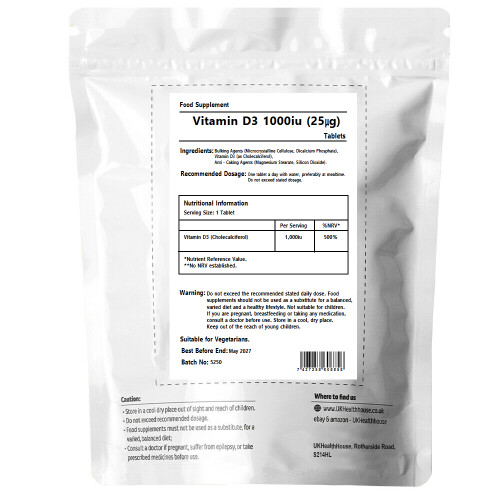 Vitamin D 1000IU Tablets | 180 Vitamin D3 Supplements Max Strength 1