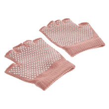 Non Slip Fingerless Knitted Yoga Gloves, Breathable Half Finger Fitness Gloves For Women, Pink, Size M, Gym Training