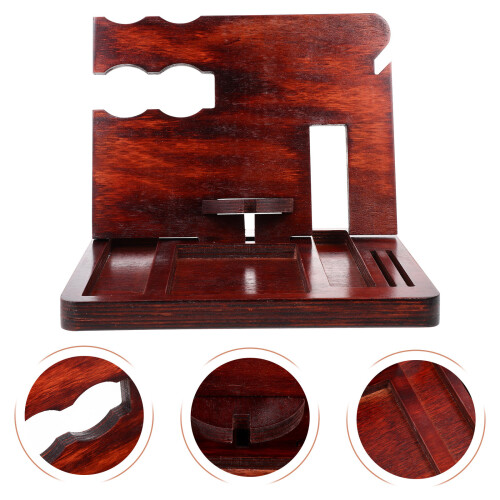 solid wooden storage rack with phone, wallet, and watch holder 1
