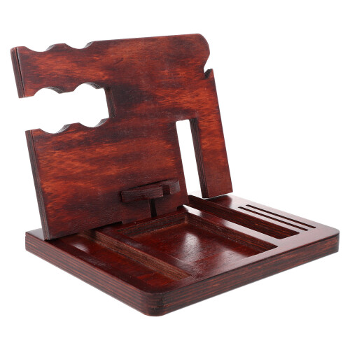 solid wooden storage rack with phone, wallet, and watch holder 2