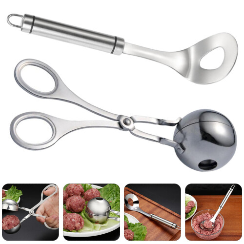 Meatball Maker Clip and Spoon Kitchen Gadget Silver 1