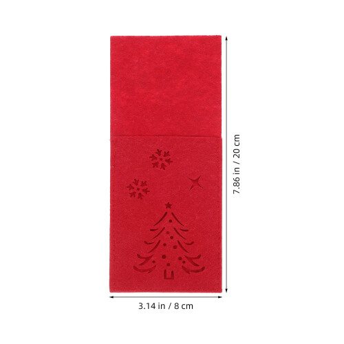 4Pcs Red Silverware Bags for Christmas Tableware Holder Festive Design 1