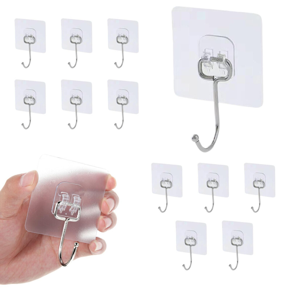 Self Adhesive Hooks 12 Pcs Heavy Duty 44 Lb/20 Kg Removable Wall Hooks Waterproof Rustproof For Towel And Coat 9393856903894