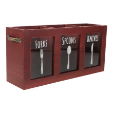 wooden 3-compartment cutlery holder for kitchen utensils