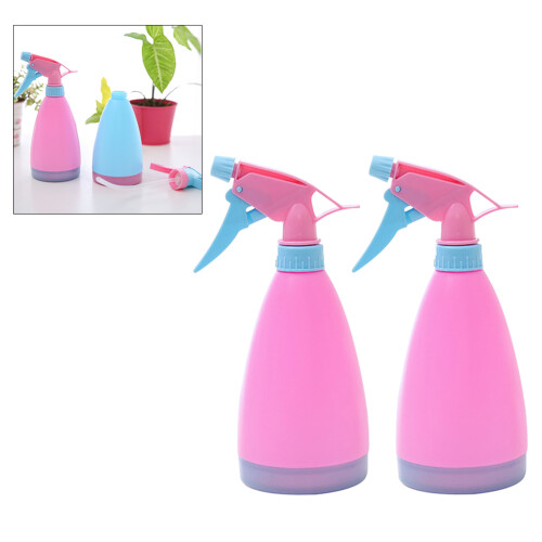 2 pcs pink plastic watering cans with adjustable spray for plants 1