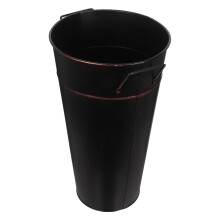 tall metal bucket with handle for firewood storage indoor outdoor use