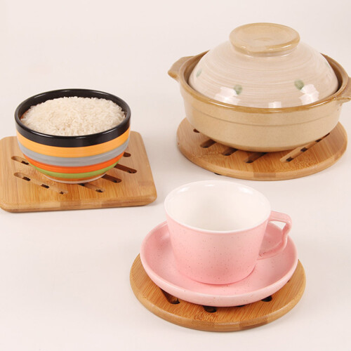 2 pcs bamboo thick insulating non-slip square placemat for home 2