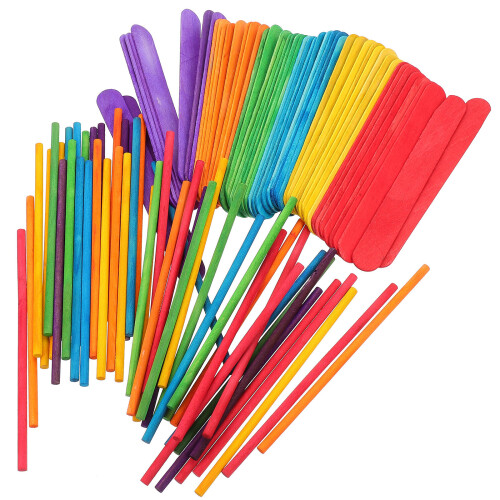 200 Pcs Wooden Popsicle Sticks Craft Ice Pop Rods 2