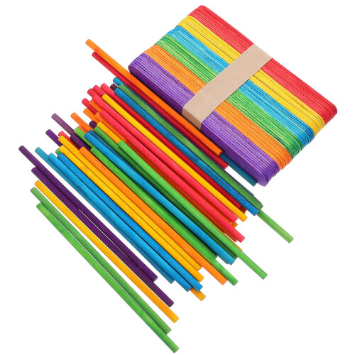 200 Pcs Wooden Popsicle Sticks Craft Ice Pop Rods 1