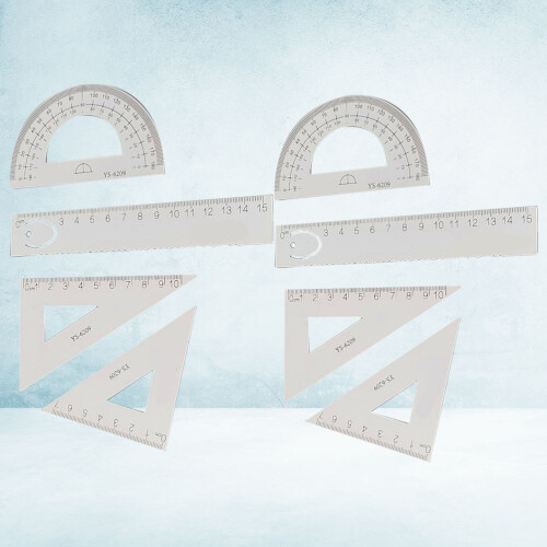 2 Set of 4pcs metal ruler protractor triangle plate 1