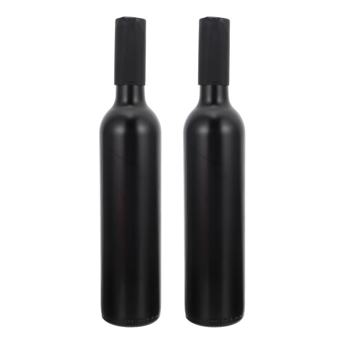 2 pcs empty red wine storage bottles with stoppers, black