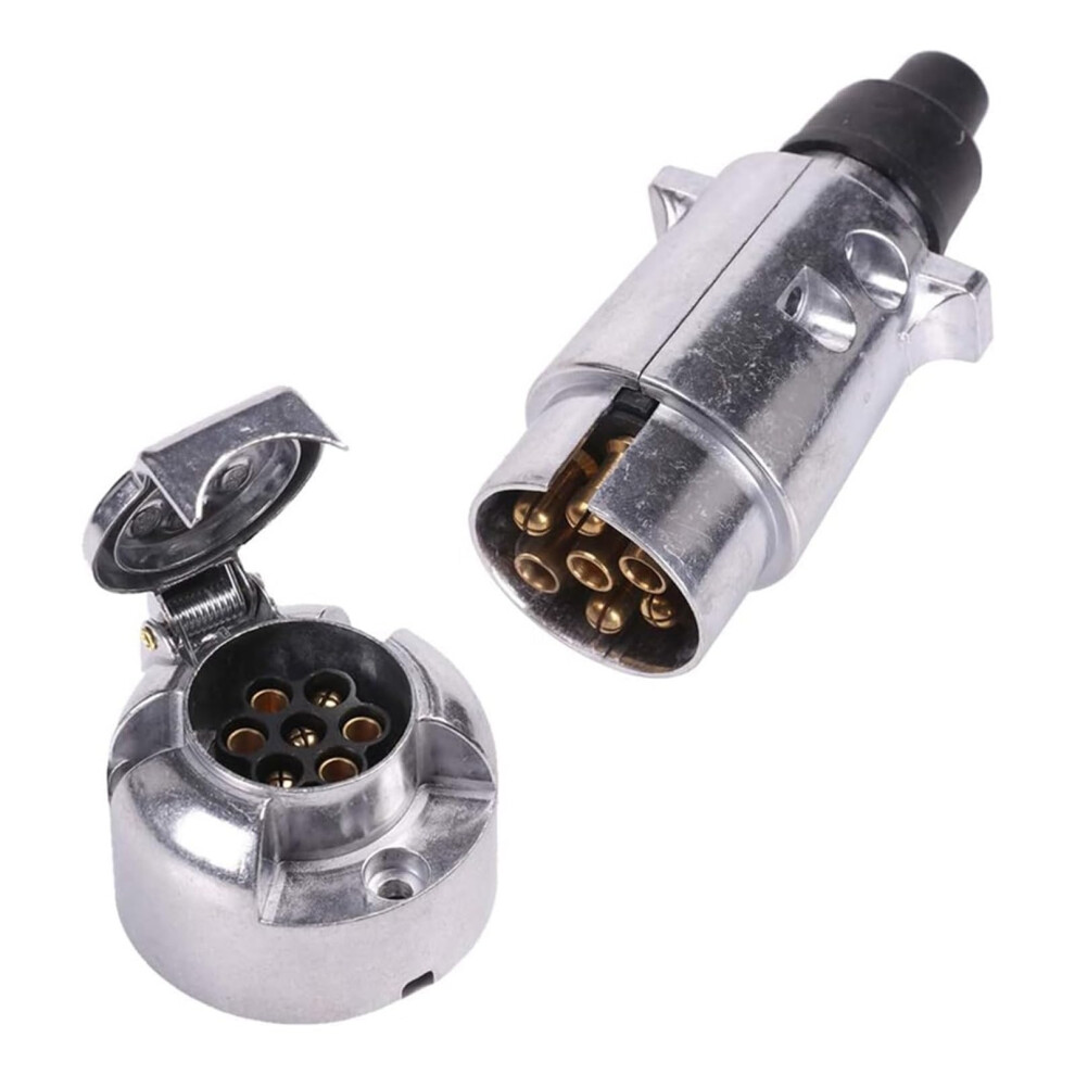 7 Pin Towbar Trailer Socket Aluminium Alloy 12V Round Connector For Boats Trucks Caravans Lights Trailer Hitches 9016109024695