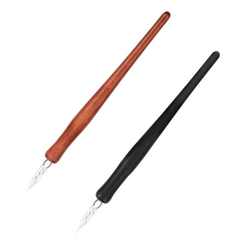 2pcs glass calligraphy dip pens with wood handle 1