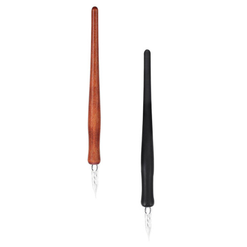 2pcs glass calligraphy dip pens with wood handle 2