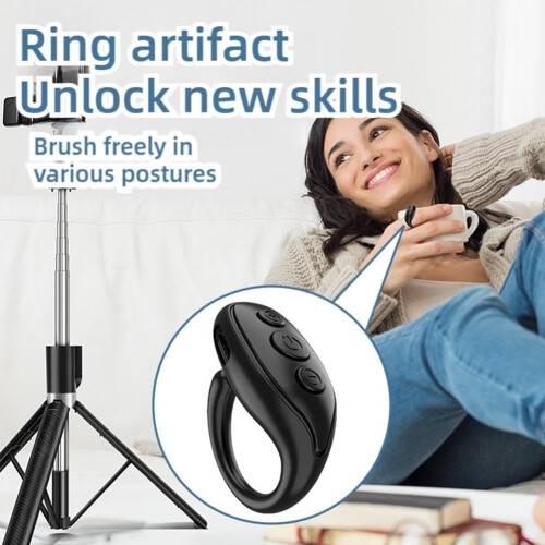 Thumb Smart Remote Bluetooth Selfie Shutter For iPhone Android, YouTube Control, Phone Switcher, Black 1