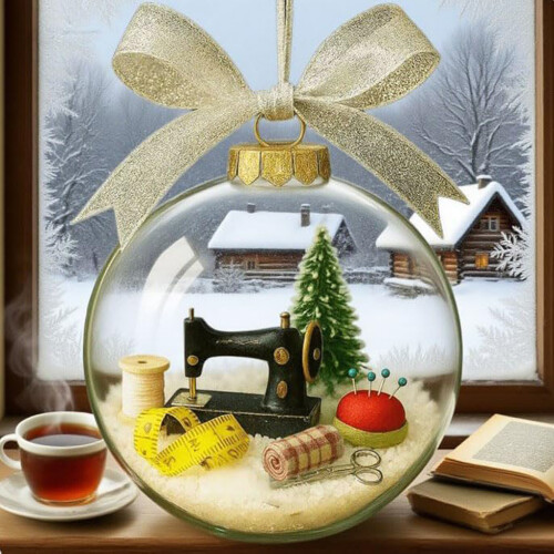 (red Tshirt) Elegant Snow Globe Ornament For Sewing Enthusiasts Tree Holiday 1
