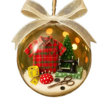 (red Tshirt) Elegant Snow Globe Ornament For Sewing Enthusiasts Tree Holiday