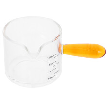 clear glass milk pitcher with measurement for coffee creamer serving