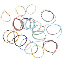 Women Anklet Set Foot Chain Jewelry Cloth Wax Thread 18pcs