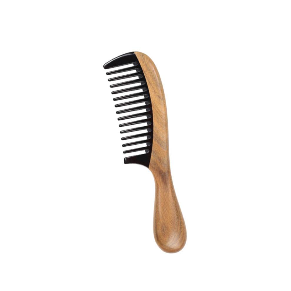 Totority Unisex Sandalwood Horn Hair Comb Round Handle Anti-Static Teeth Barber Use