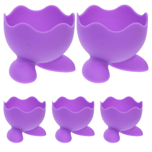5 Pcs Silicone Egg Tray Boiler Boiled Holder Dash Cup Child 2