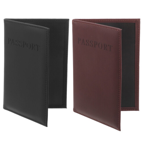 2 pcs pu passport organizer with id card pouch