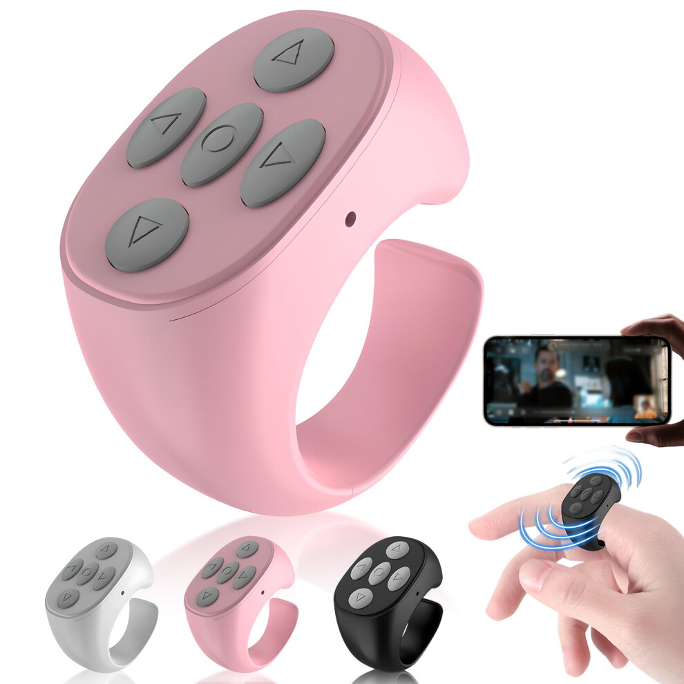 Fingertip Wireless Bluetooth Remote Control 2025 Page Turner Scroller Ring For Short Video And Music Camera Shutter Pink 9393856906574