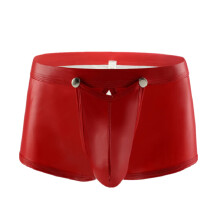 Mens Boxers Metallic Shorts With Button Fly Front Open Bulge Pouch Trunks Slim Fit Underwear Red Clubwear For Stag Do Fancy Dress