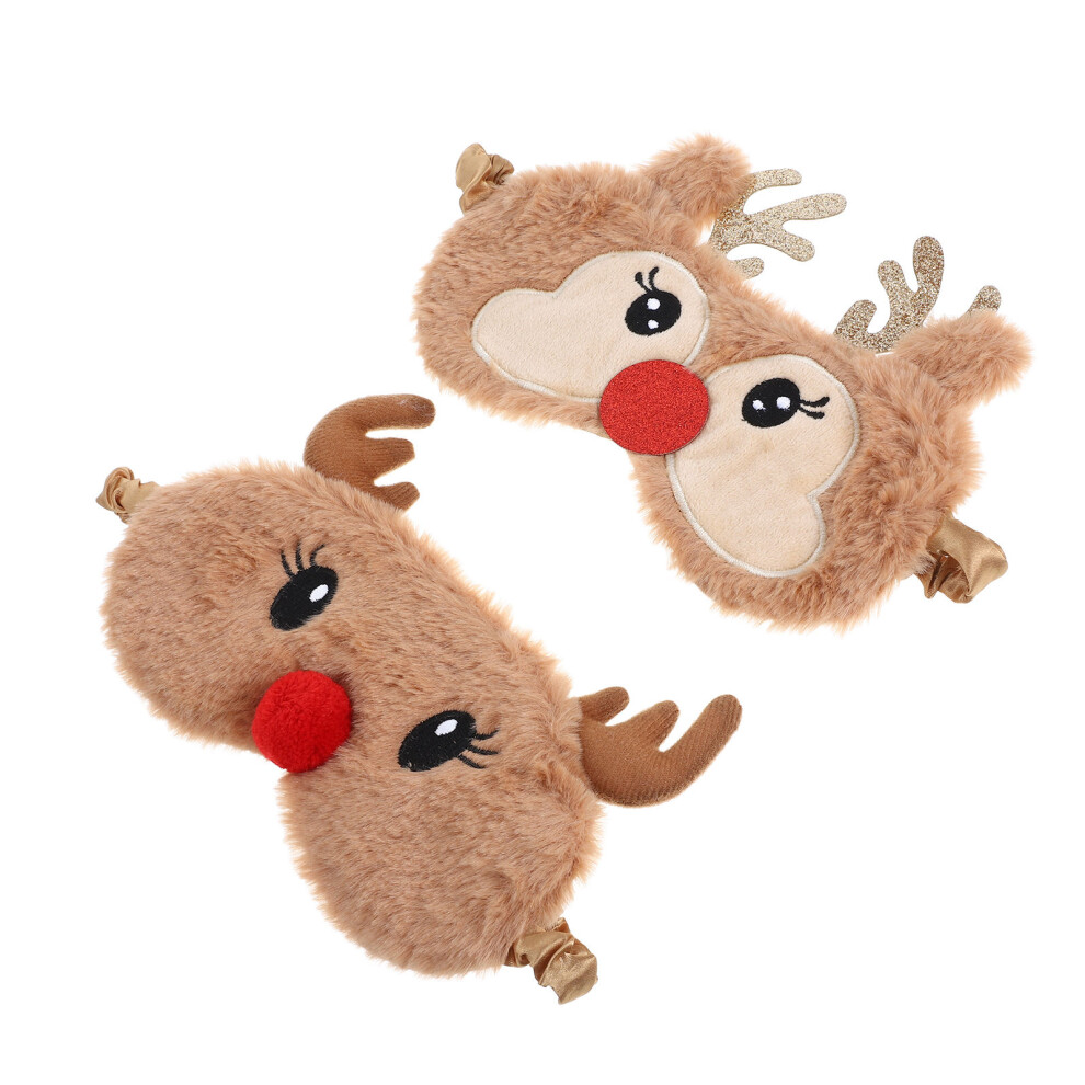 Villcase 2 Pcs Deer Plush Eye Patches With Elastic For Sleep Or Travel