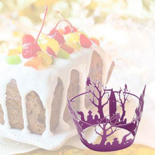 50pcs Iridescent Cake Baking Wrapper Hollow Cupcake Cups Purple 2