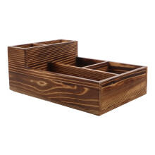wooden storage box multi-compartment organizer for office home brown