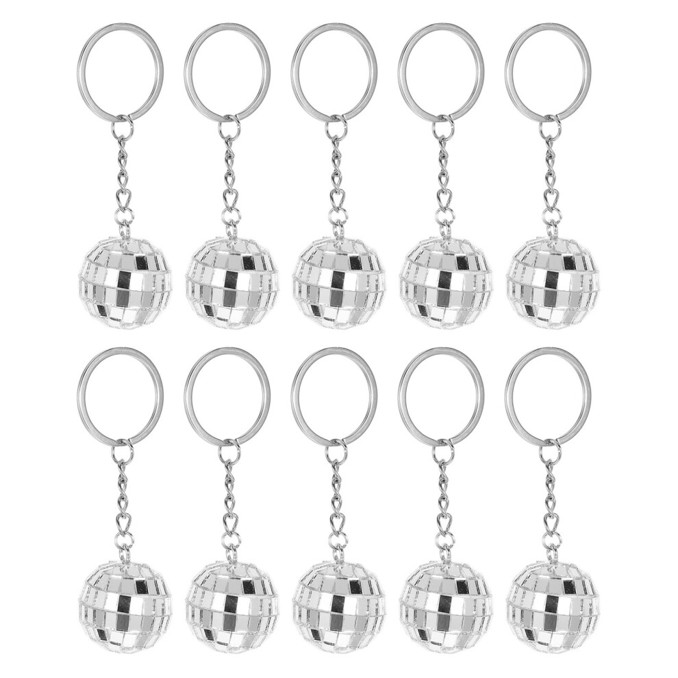 Villcase Unisex 10Pcs Mirror Disco Ball Keychain Charms For Christmas Tree Or Pendant