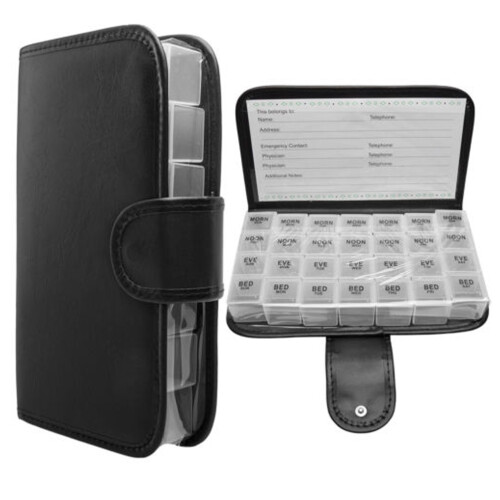 daily pill box organizer 28 compartments portable pu tablet case 2