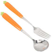 2pcs easter children's flatware cartoon carrot fork spoon utensils