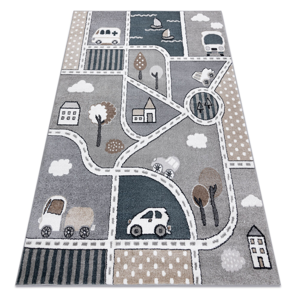 Carpet Fun Strade For Children, Street, Town 160X220 Cm Grey Rugsx
