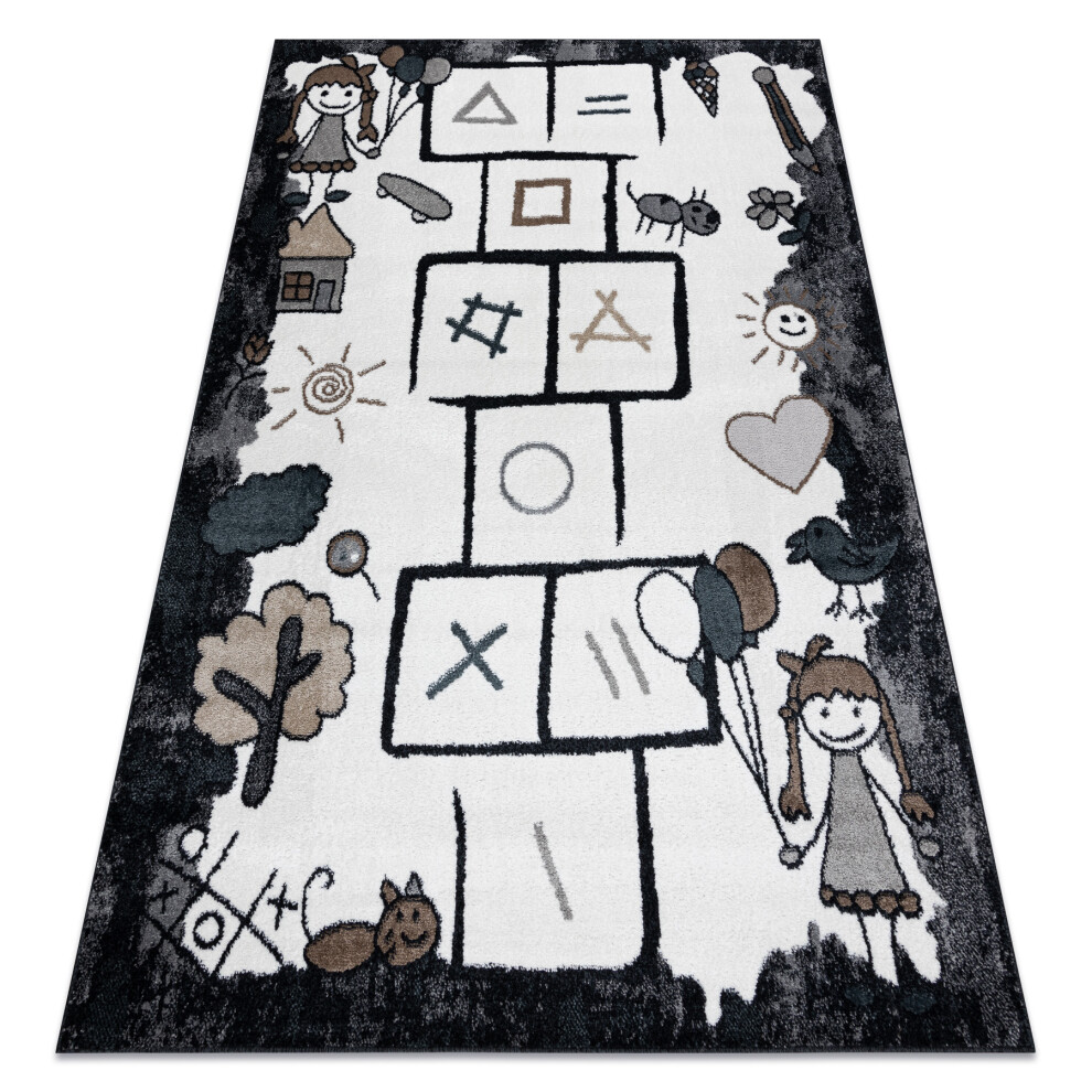 Carpet Fun Hop For Children, Hopscotch, Animals 120X170 Cm Black Rugsx