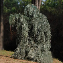 Bush Costume Ghillie Suit, Camouflage Cloak With Leaf Leaves, Woodland Poncho Green For Hunting And Wildlife Photography