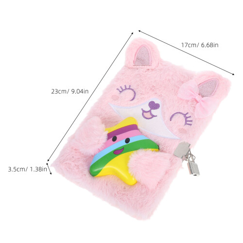 cute plush notebook with lock for kids, soft diary for school travel 2