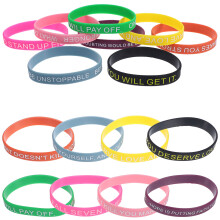 100pcs silicone motivational quote bracelets colored inspirational